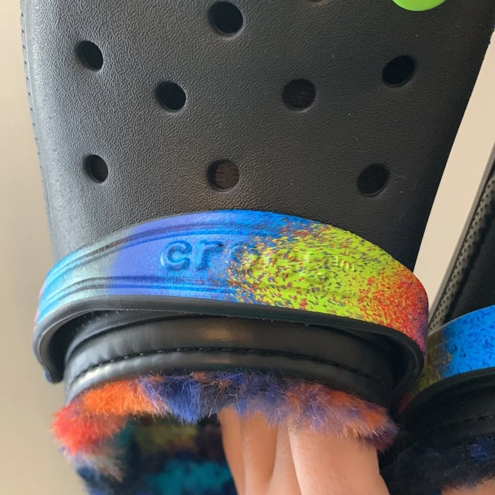 Black Fur-Lined Crocs